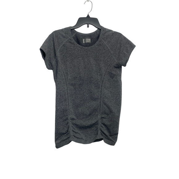 Athleta Large Gray Short Sleeve‎ Ruched Front and Back Shirt - Picture 3 of 6